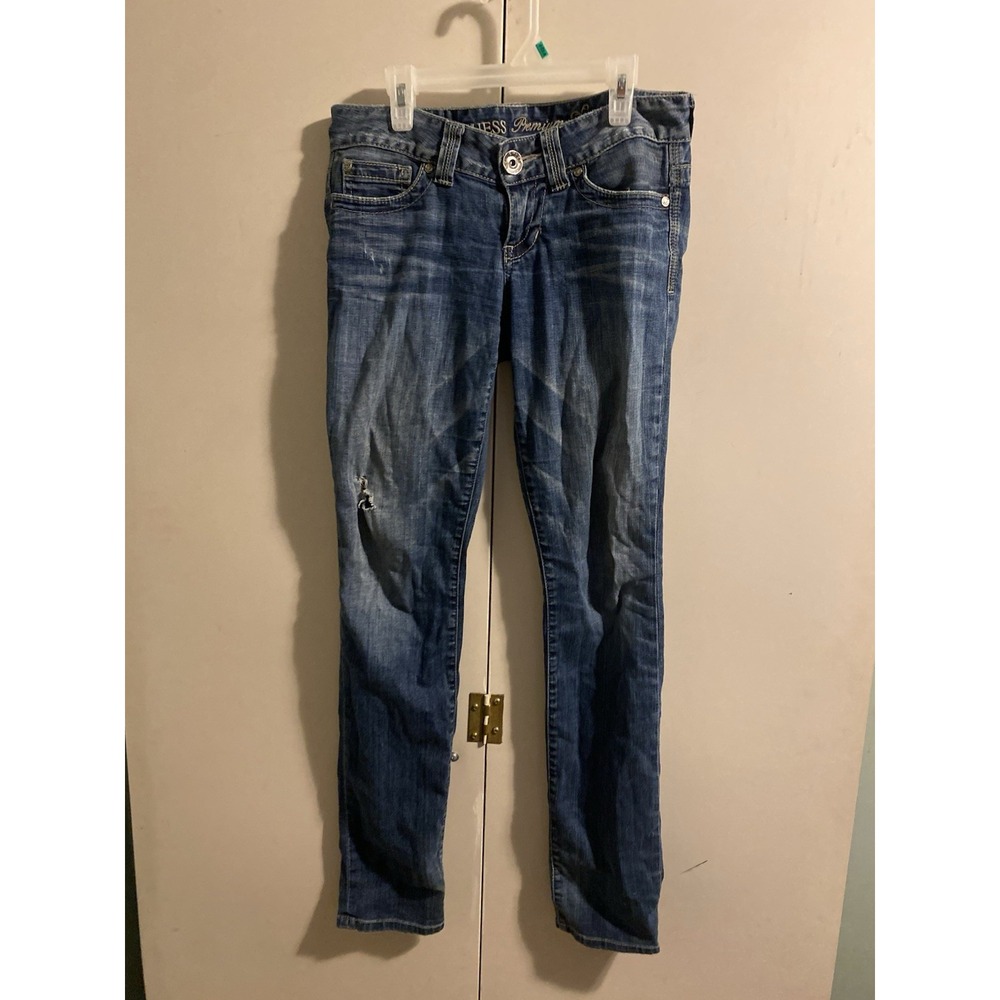 Vintage Y2K Guess Premium Skinny Leg Jeans Womens 27 Low Rise Blue Denim USA
